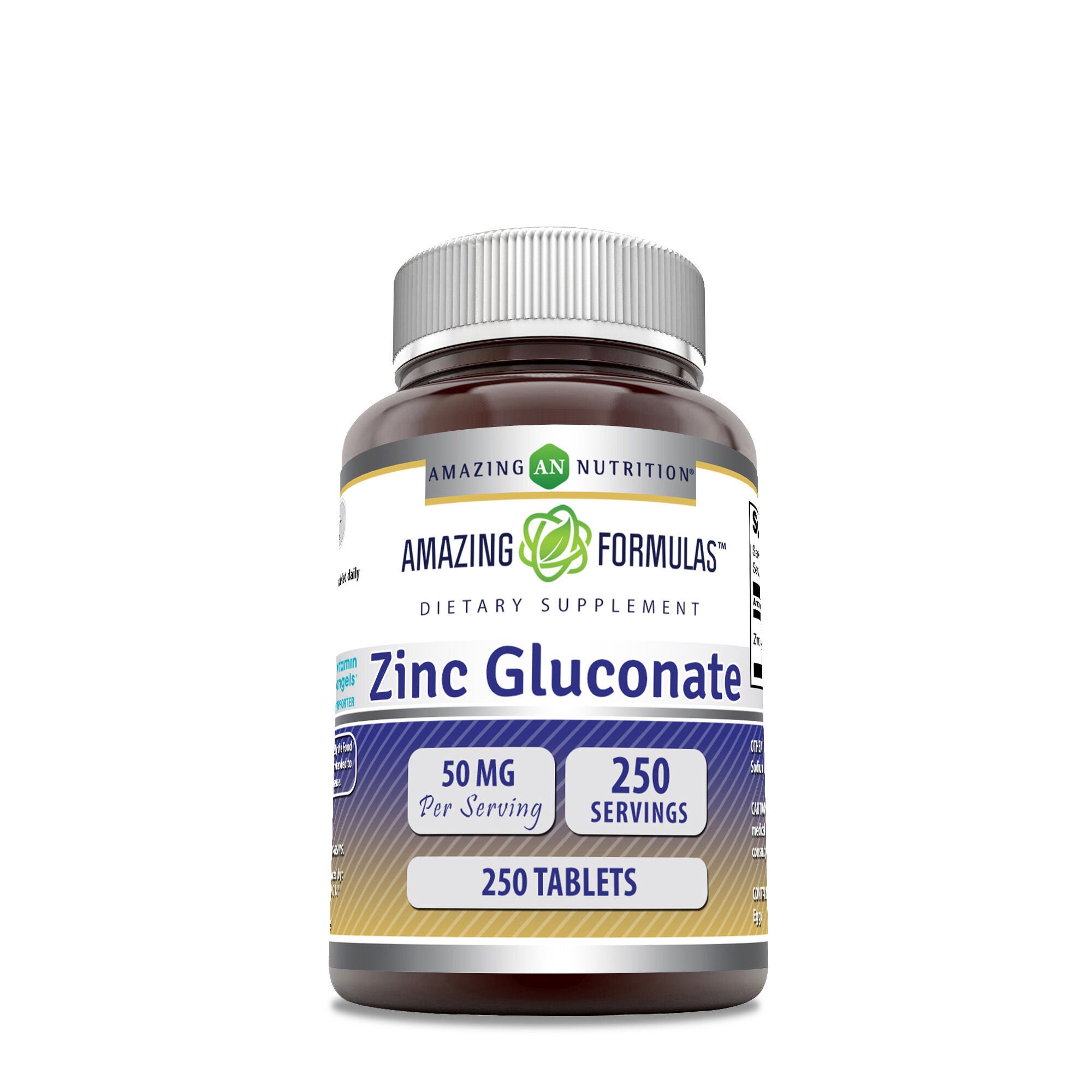 Zinc Gluconate 50mg 250 Tablets (250 Servings) GNC